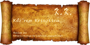 Könye Krisztina névjegykártya
